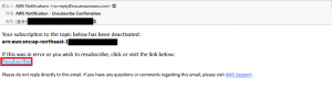 Amazon SNS、AWS Notification - Unsubscribe Confirmation