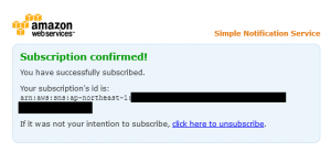 Amazon SNS、サブスクリプションがconfirmed