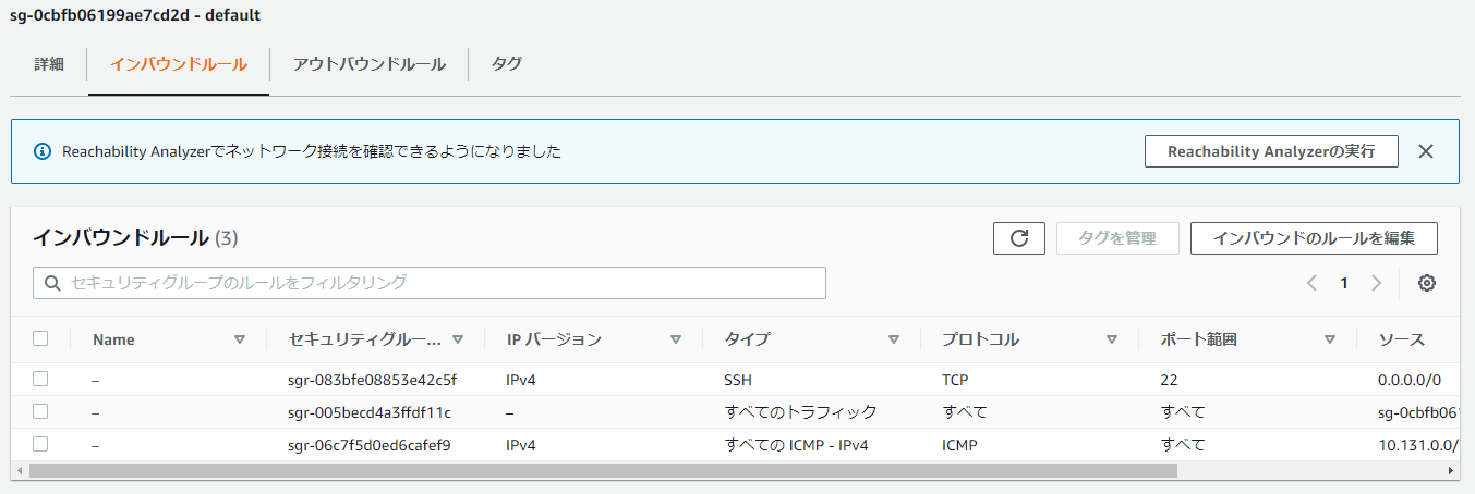 TransitGatewayセキュリティグループのインバウンドを追加