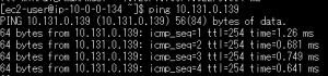 TransitGateway疎通確認aからbにpingが返ってきた