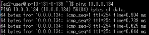 TransitGateway疎通確認bからaにpingが返ってきた