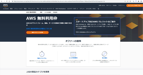 ブラウザでAWS無料枠にアクセス